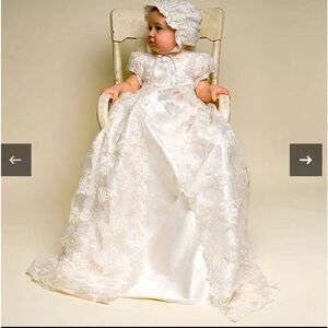 Baby girl white lace baptism dress